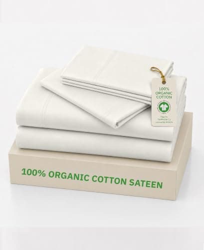 California Design Den California Design Den 100% Organic Cotton Sateen Queen Sheets Set