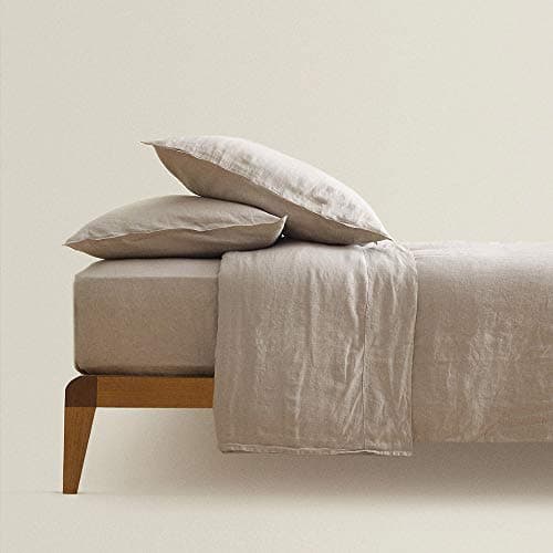 S VICTORY SYMBOL S VICTORY SYMBOL 100% Organic Linen Sheets Set, Stone Washed French Flax (Queen, 4 Piece)