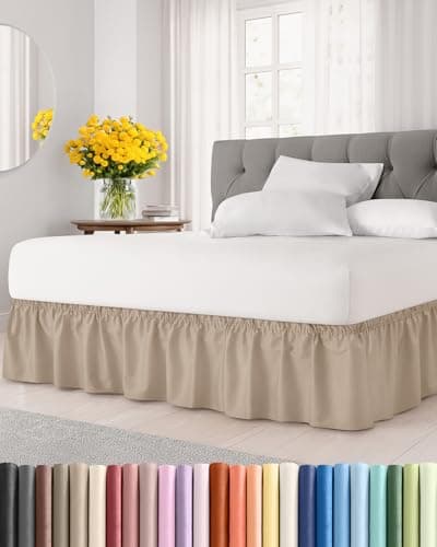 CGK CGK Wrap Around Dust Ruffle Bed Skirt, 15 in Drop, Elastic Strap