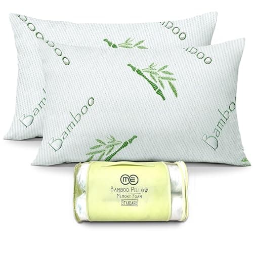 OMEO OMEO Rayon Derived from Bamboo Pillow, Shredded Memory Foam (2 Pack, Standard)