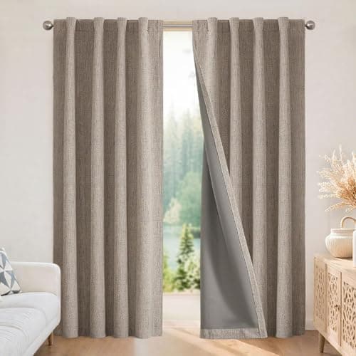 Joydeco Joydeco 100% Blackout Linen-Look Curtains