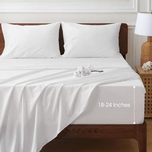 HYPREST HYPREST Extra Deep Pocket Queen Sheets, 100% Cotton Percale