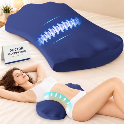 Fledano Fledano Lumbar Support Pillow for Bed, Memory Foam, Cooling Cover