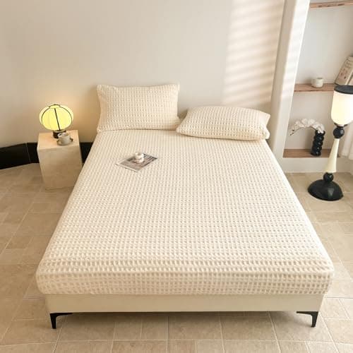 Waffle weave fitted sheet Waffle Weave Fitted Sheet, 15 in Deep Pocket, Elastic All Around
