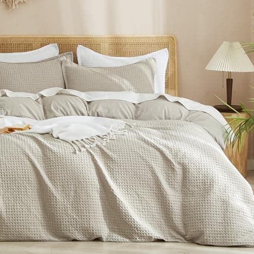 PHF PHF Waffle Duvet Cover Set, 320 GSM, 90 x 90 in, 3 Piece