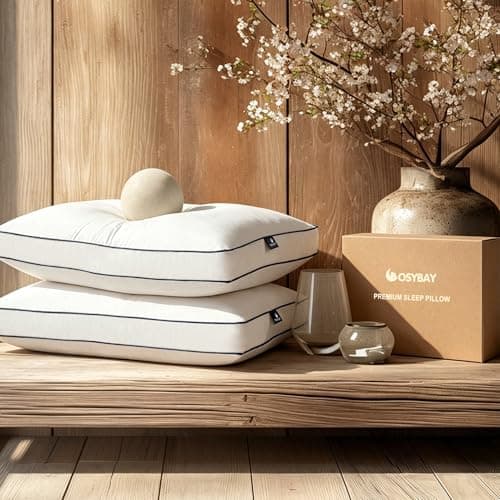 Goose feather and down hotel collection Goose Feather and Down Pillows, Standard, Set of 2, 600 Thread Count Cover